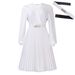 Women's Clothing V neck fashion temperament elegant solid color pleated large size African dress_voghion.com