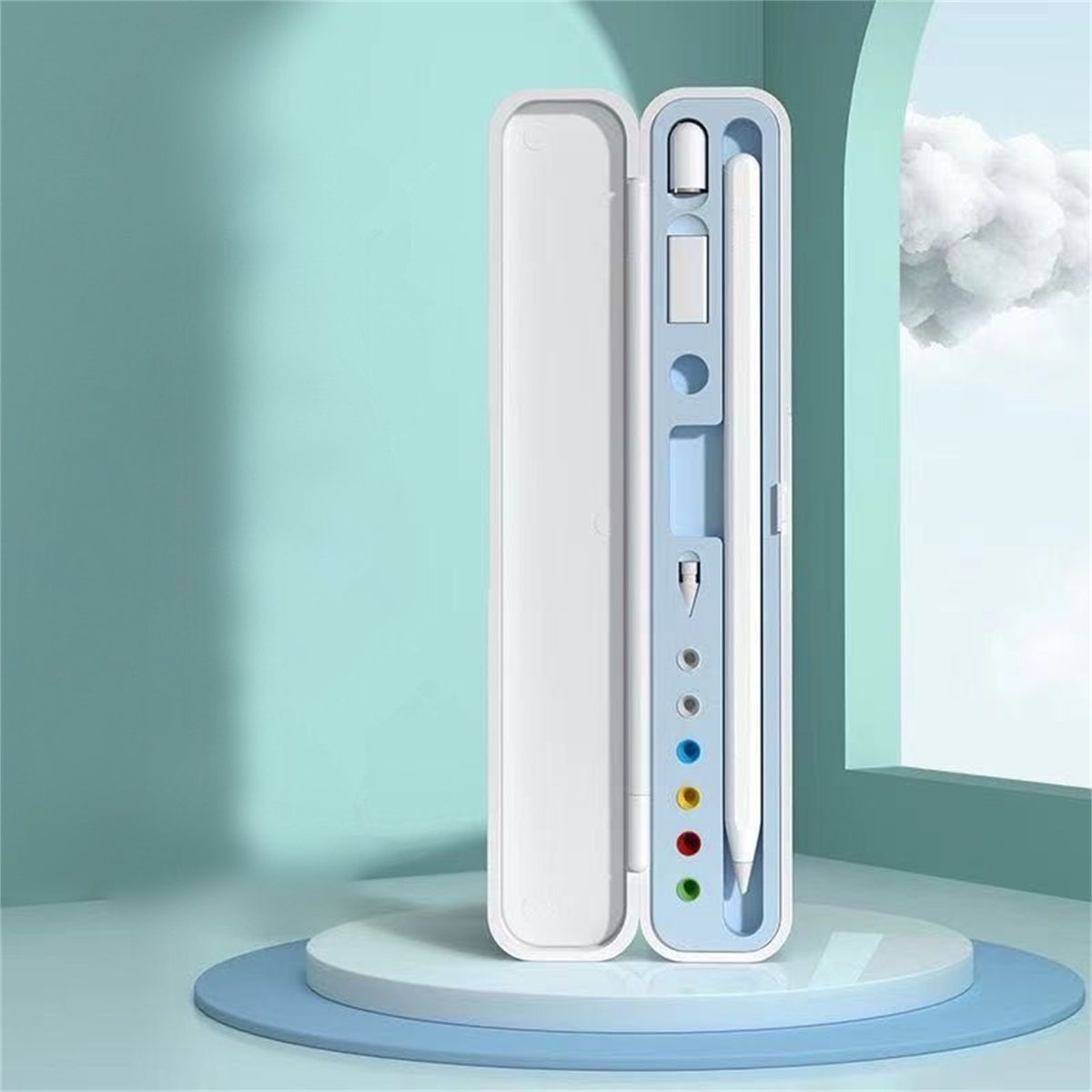 Storage Pen Box Compatible With Pencil Compatible With Pencil 1 & 2 Portable Learning Tool With Built-In Pen Tip Storage (Pen Not Included)_voghion.com