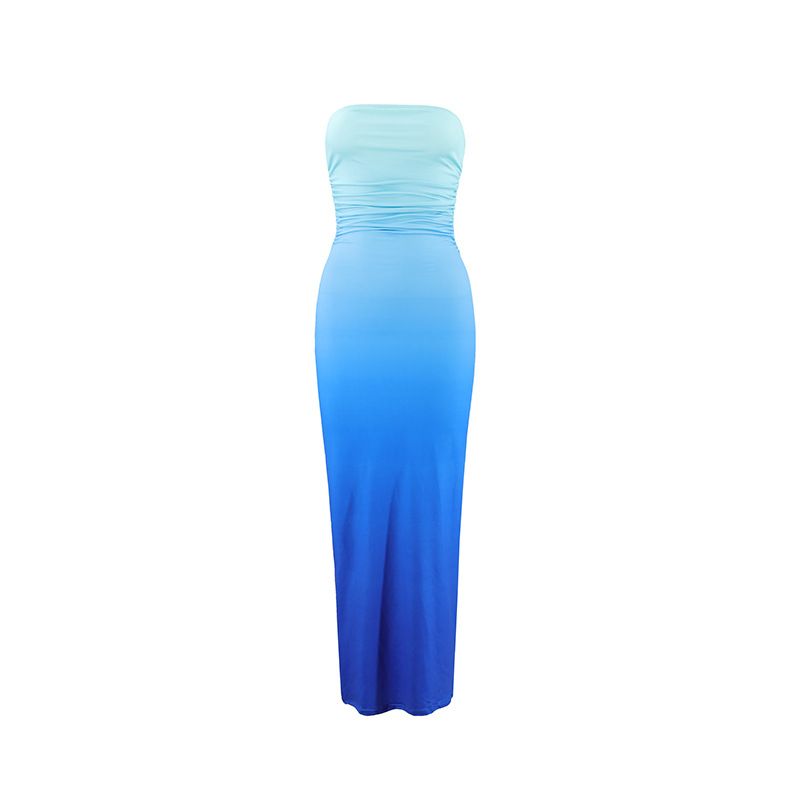 Fustă de vară pentru femei, slim, sexy, cu un singur pas, în culori gradient, medie și lungă_voghion.com