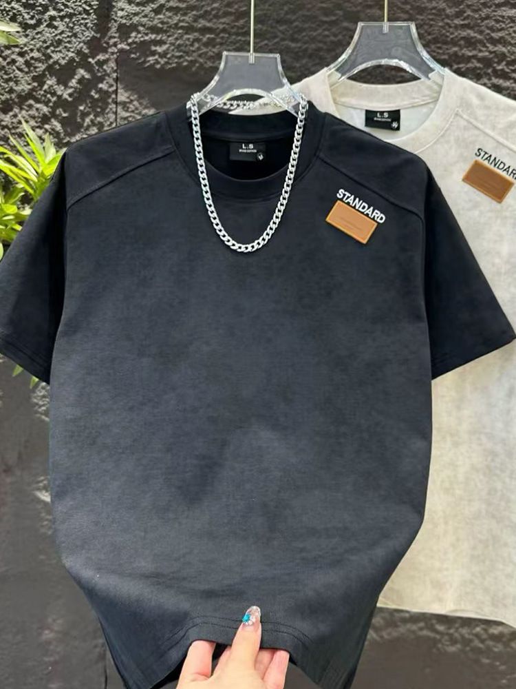 Abbigliamento maschile, semplice, nuova maglietta estiva a maniche corte da uomo, marchio alla moda 2025, ampia e comoda, a mezza manica, versatile, dal temperamento giovanile._voghion.com