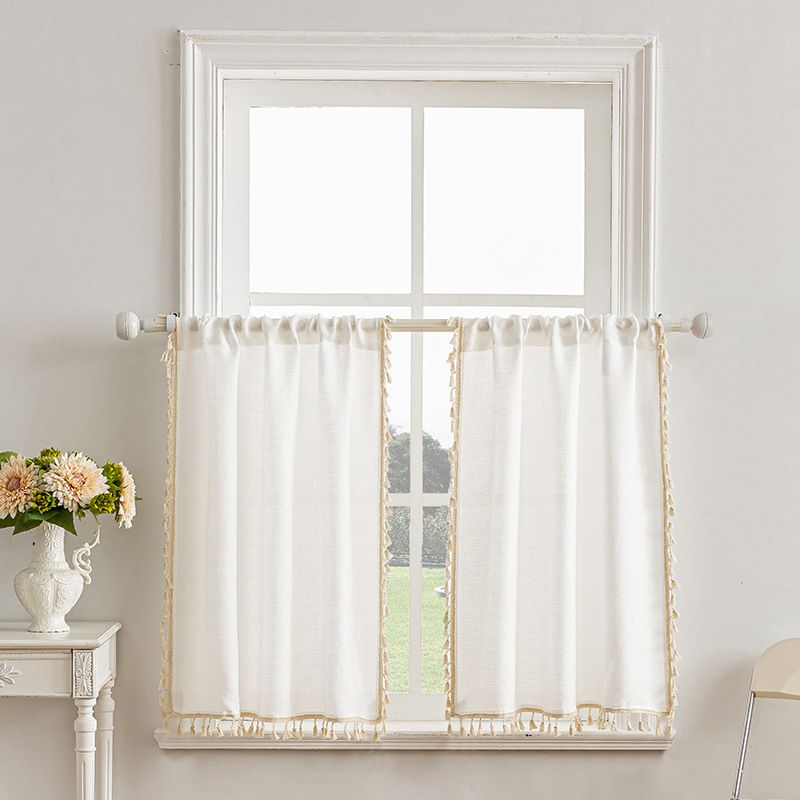 Crinkle Voile Semi-Sheer Curtains - Rod Pocket Design For Windows 70cm-145cm Wide (White, Multiple Sizes) - Light Filtering & Boho Chic Home Decor​_voghion.com