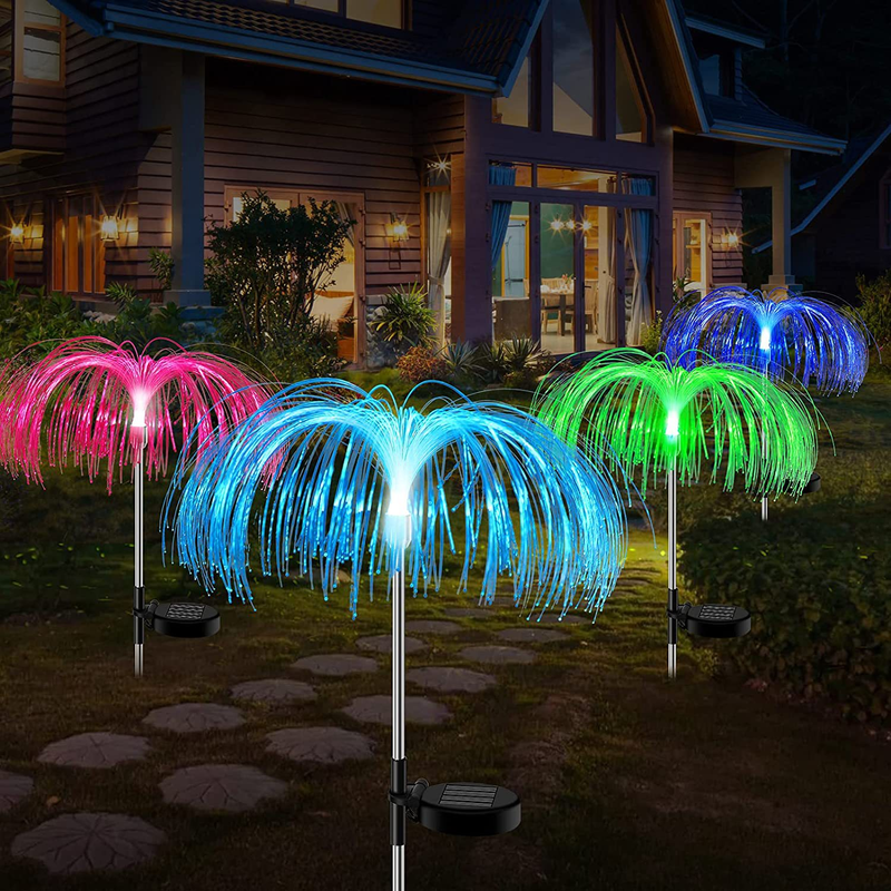 Luces solares de medusas para jardín, luces LED impermeables decorativas para exteriores, para césped, camino y patio (juego de 3)_voghion.com