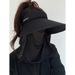 Women's With Shield, Large Brim, Open Top, Mask, Face Cover, Neck Protection, Cycling, Ice Silk Sun Hat_voghion.com