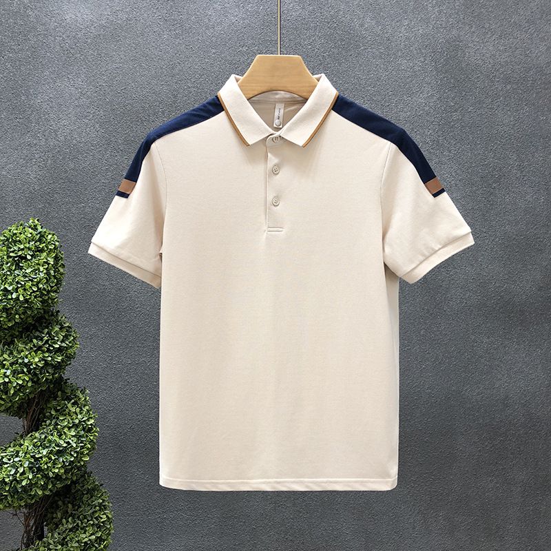 Men's Clothing High Quality Color Matching Lapel Polo Shirt Men's Trendy Brand All Match New Youth Short Sleeved Slim T Shirt_voghion.com