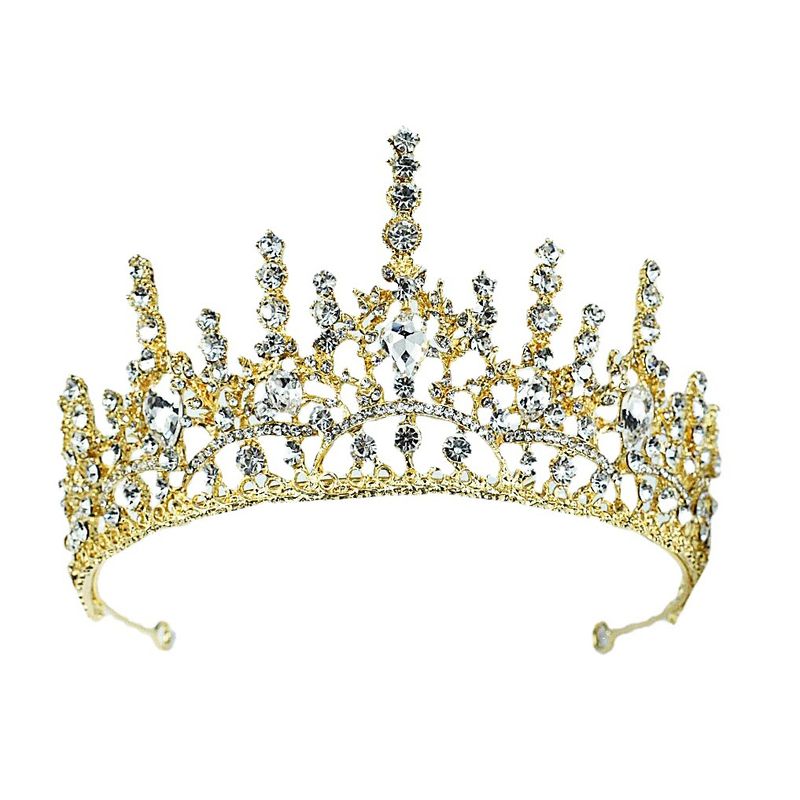 New European and American blue rhinestone crown bridal tiara princess birthday crown wedding dress photo studio headband accessories_voghion.com