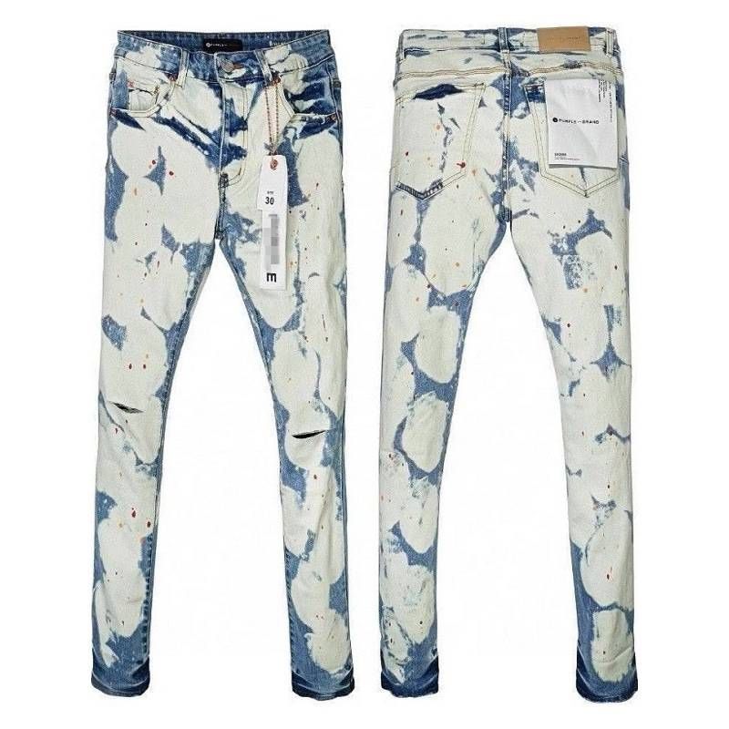 Jeans da uomo con schizzi d'inchiostro, nuovo marchio alla moda, strappati, leggeri, di lusso, elastici, alla moda, aderenti, versatili._voghion.com