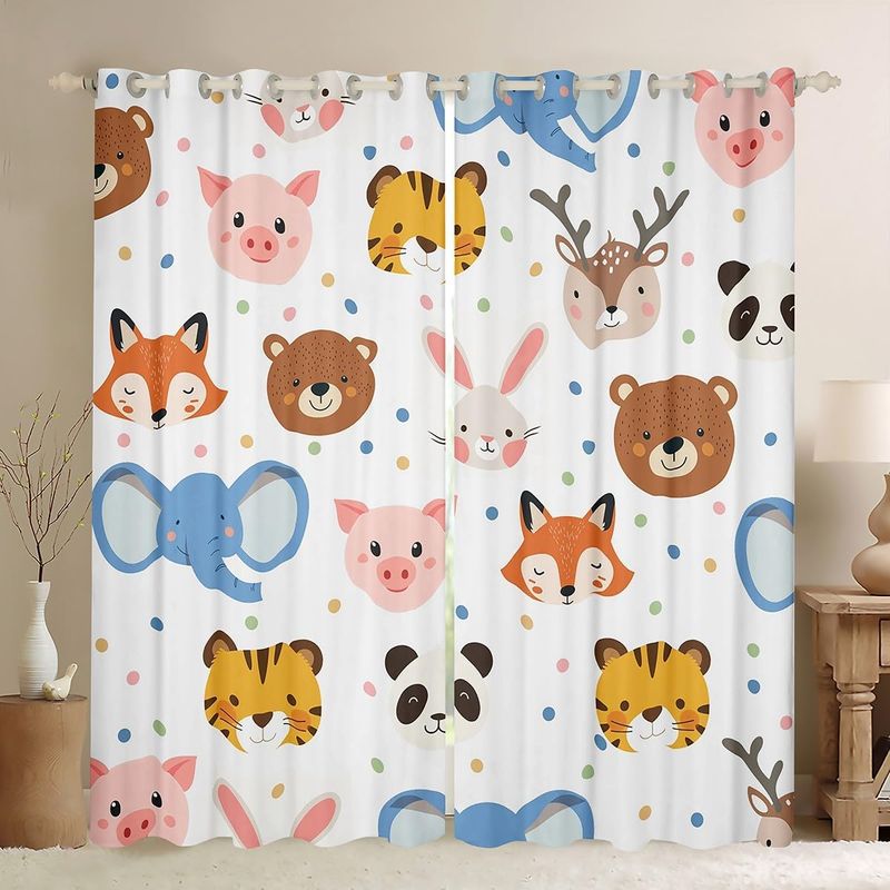 Zoo Animal Curtains For Bedroom Living Room Cartoon Animal Darkening Curtain Teen Decor Wildlife Blackout Curtains Women Men Africa Safari Window ﻿_voghion.com