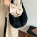 Lazy Style Retro Dumpling Large Capacity Women's Bag, 2025 New Frosted Velvet Single Shoulder Crossbody Cow Horn Bag_voghion.com