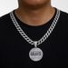 Hip Hop Round Shield Letter GRAYS Full Diamond Alloy Pendant Cuban Chain Necklace For Men_voghion.com