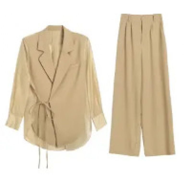 Women's Clothing High Grade Sun Proof Suit For Women In Summer Chiffon Splicing Two Piece Jacket, High Waist Wide Leg Trousers, Two Piece Suit_voghion.com