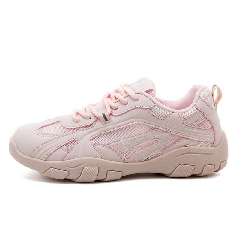 2025 Fashion Sneakers Women's Artificial PU Mesh Splicing Low Top Lace-Up Breathable Non-Slip Wear-Resistant Running Shoes 35-40_voghion.com