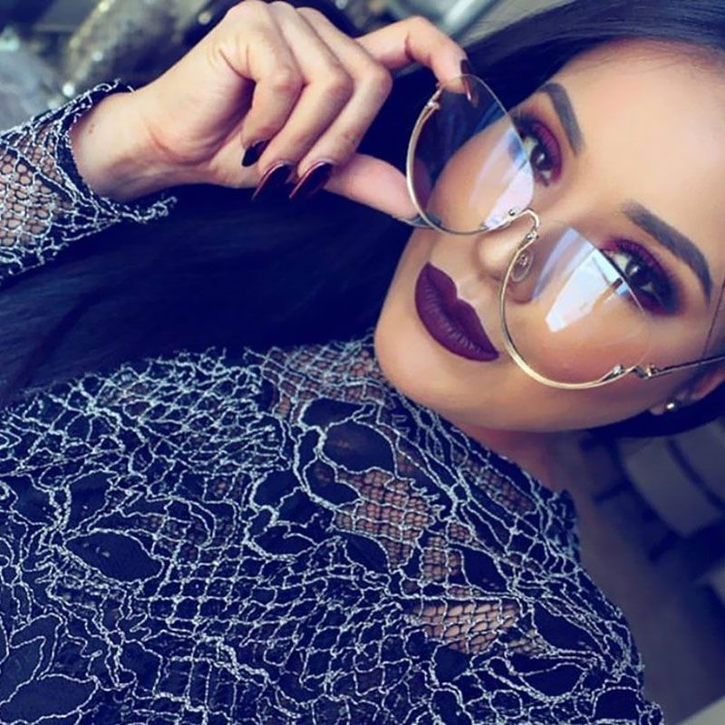Übergroße randlose Halbrahmen-Mode-Sonnenbrillen Markendesigner Damen oder Herren Sonnenbrillen Sommerstrand_voghion.com