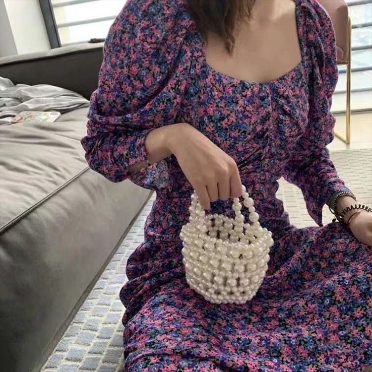 French Style Cute Handmade Pearl Beaded Handheld Bucket Niche Fairy Versatile New Summer Woven Bag_voghion.com