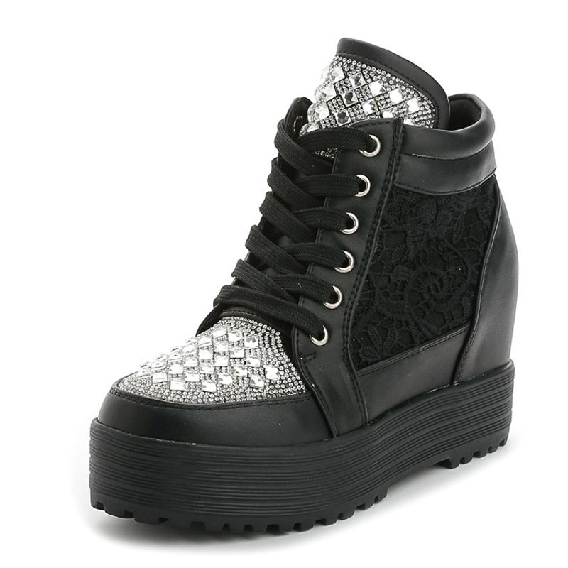 Frühling und Sommer Spitze Strass mit Innenhöhe erhöhen Frauen 8cm dicken Sohlen Sponge Cake Schuhe,_voghion.com