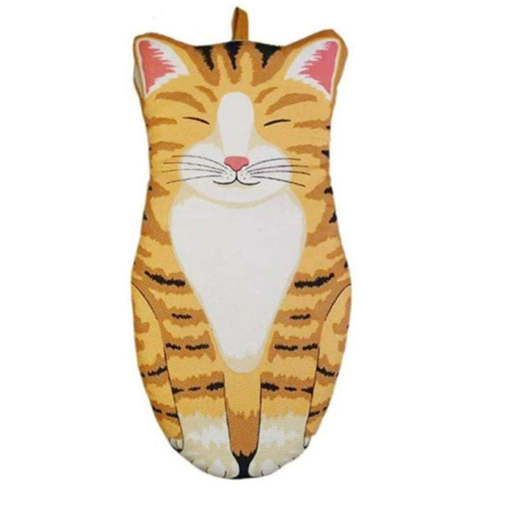 1 Stück 3D-Cartoon-Katzenpfoten-Ofenhandschuhe, lange Baumwoll-Backhandschuhe, isolierend, mikrowellengeeignet, hitzebeständig, rutschfest, für die Küche_voghion.com