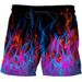 Men's Color Flame 3D Printing Dry Beach Shorts Printed On Both Sides Pocket Casual Shorts_voghion.com