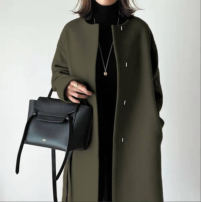 Women's Clothing Solid Color Tito Coat New Style Straight Elegant Solid Color Commuter Coat Women's Top_voghion.com