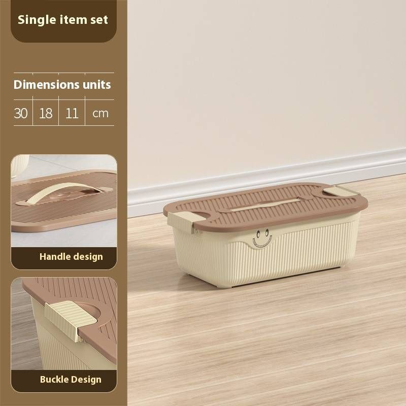 Caja de almacenamiento multiusos de PP con tapa: organizador moderno para dormitorio, zapatos, ropa, juguetes y más (apilable, ligera, ahorra espacio)_voghion.com