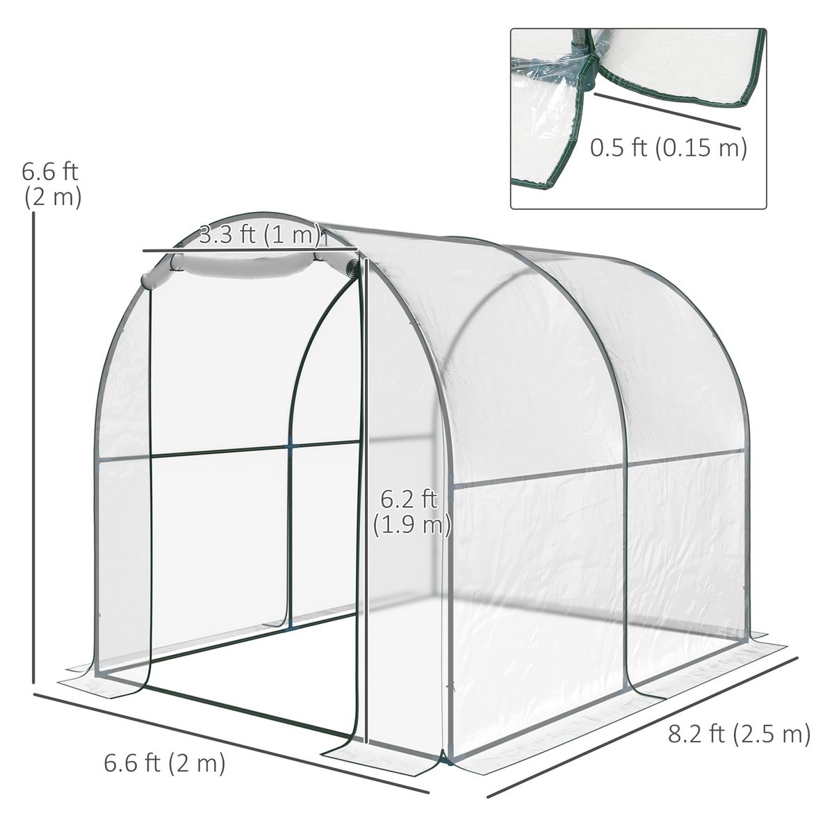 Large Walk-in Greenhouse With Roll-Up Zippered Door - Transparent PVC & Steel Frame - 78.75"W X 98.5"D X 78.75"H_voghion.com