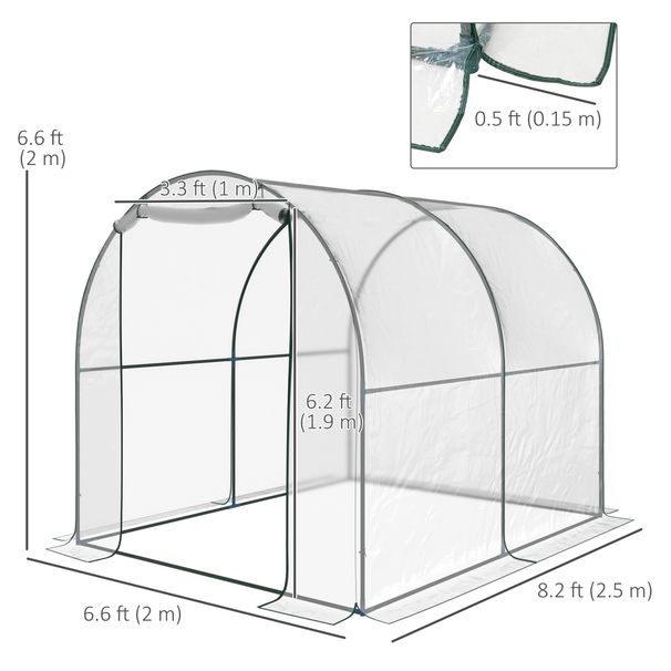 Large Walk-in Greenhouse With Roll-Up Zippered Door - Transparent PVC & Steel Frame - 78.75"W X 98.5"D X 78.75"H_voghion.com