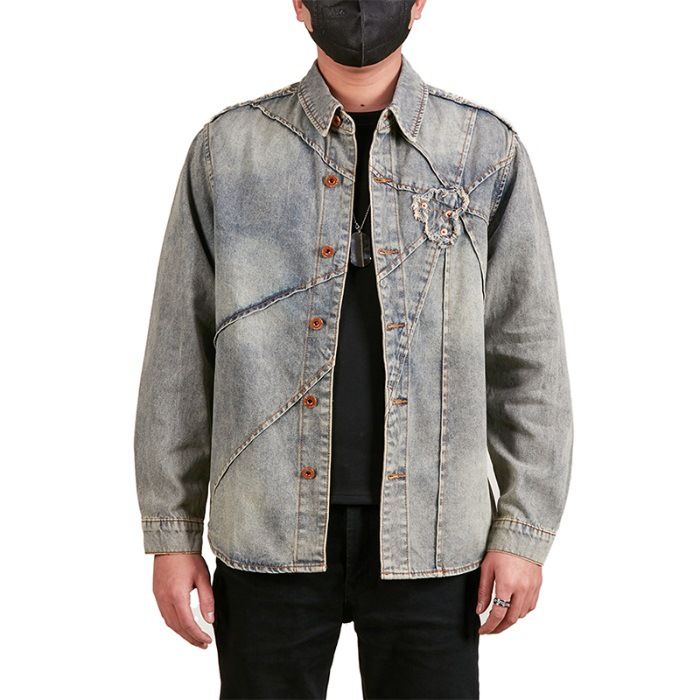 Pánské oblečení Nové pánské džínové tričko s dlouhým rukávem Pánské pracovní oblečení Ležérní tričko Velká velikost Bunda Tričko_voghion.com