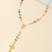 Bunte Perle Religiöse Totem Kreuz Türkis Doppelseitige Anhänger Halskette Schmuck_voghion.com