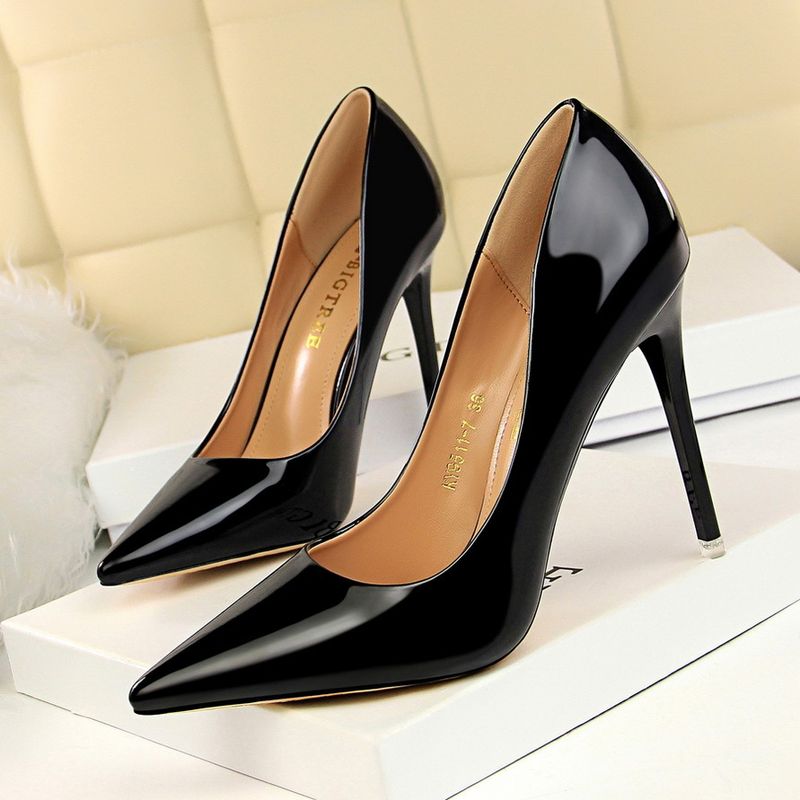 P9 European and American style fashion metal heel high heels women&#39;s shoes high heel shallow mouth pointy toe sexy nightclub slimming shoes_voghion.com