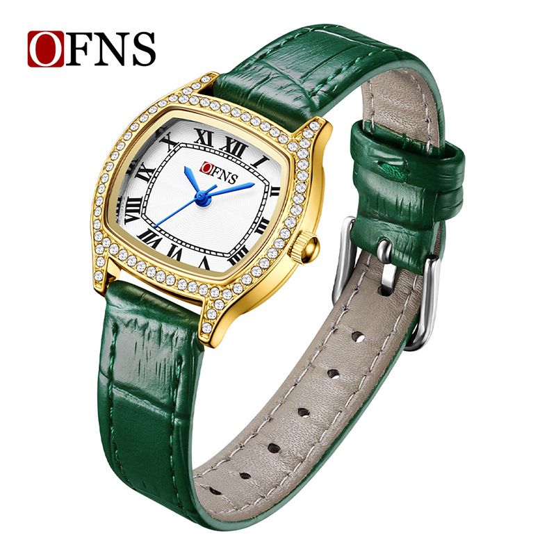 Elegante quadratische Damenuhr mit römischen Ziffern und Strasssteinen, wasserdicht, modische Armbanduhr für Damen, römische Skala_voghion.com