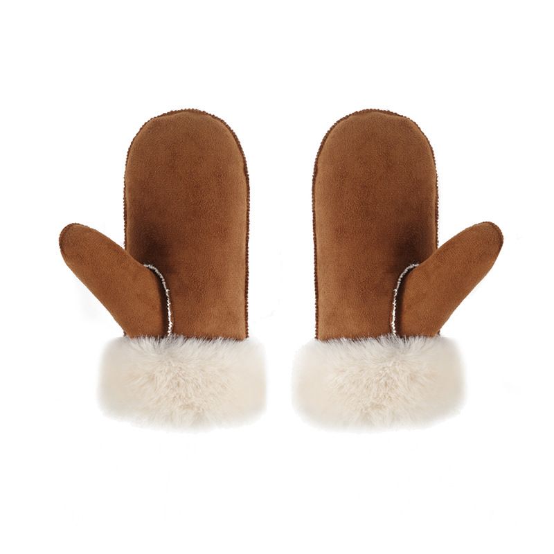 Autumn And Winter Suede Lei Feng Hat Pilot's Hat Plush Thick Ear Protection Hat Warm Skiing Hat Rabbit Hair Gloves Outdoor Cold Protection Set_voghion.com