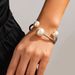 Simple And Elegant Irregular Metallic Bracelet With A Fashionable Feel Pearl Opening Spring Bracelet_voghion.com