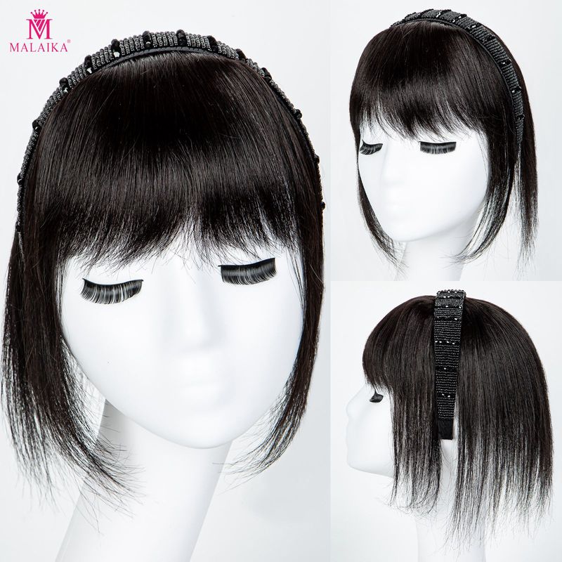 Topper per capelli umani con frangia da donna Clip in frangia con fascia per capelli dritta per chignon di capelli diradati_voghion.com