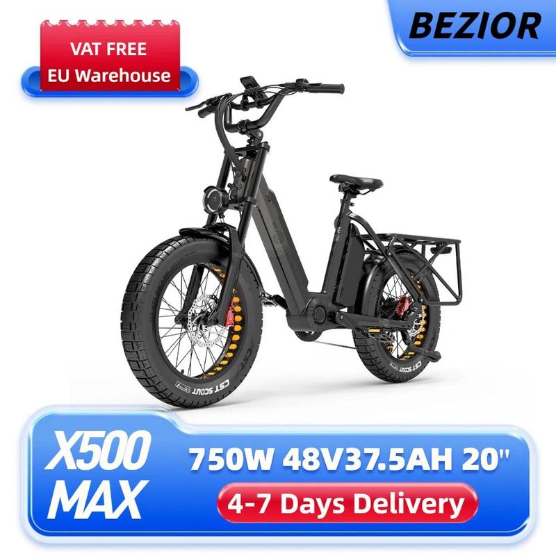 BEZIOR X500MAX 20" Şişman Lastikli Elektrikli Dağ Bisikleti 750W Motor 48V 37.5Ah Pil Elektrikli Kargo Bisikleti_voghion.com