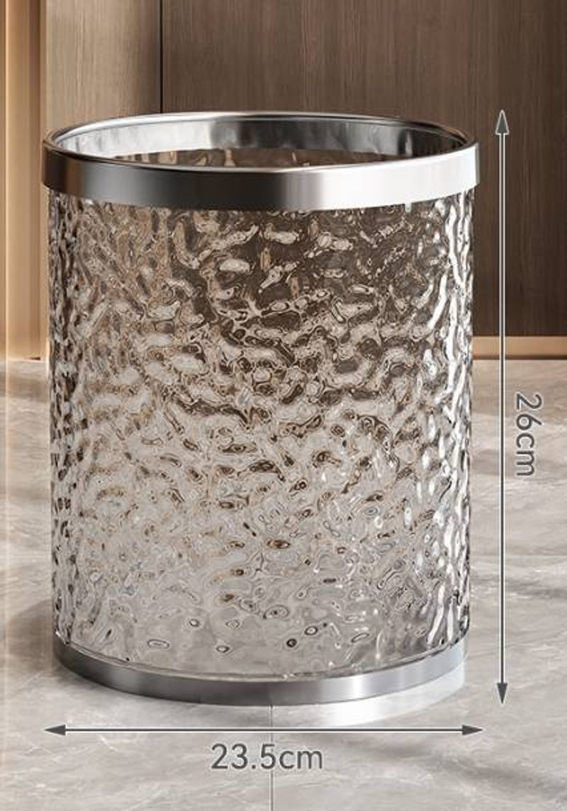 Papelera con diseño de ondas transparentes, elegante, para sala de estar, dormitorio, cocina, baño, moderna, translúcida, pequeña, con tapa._voghion.com