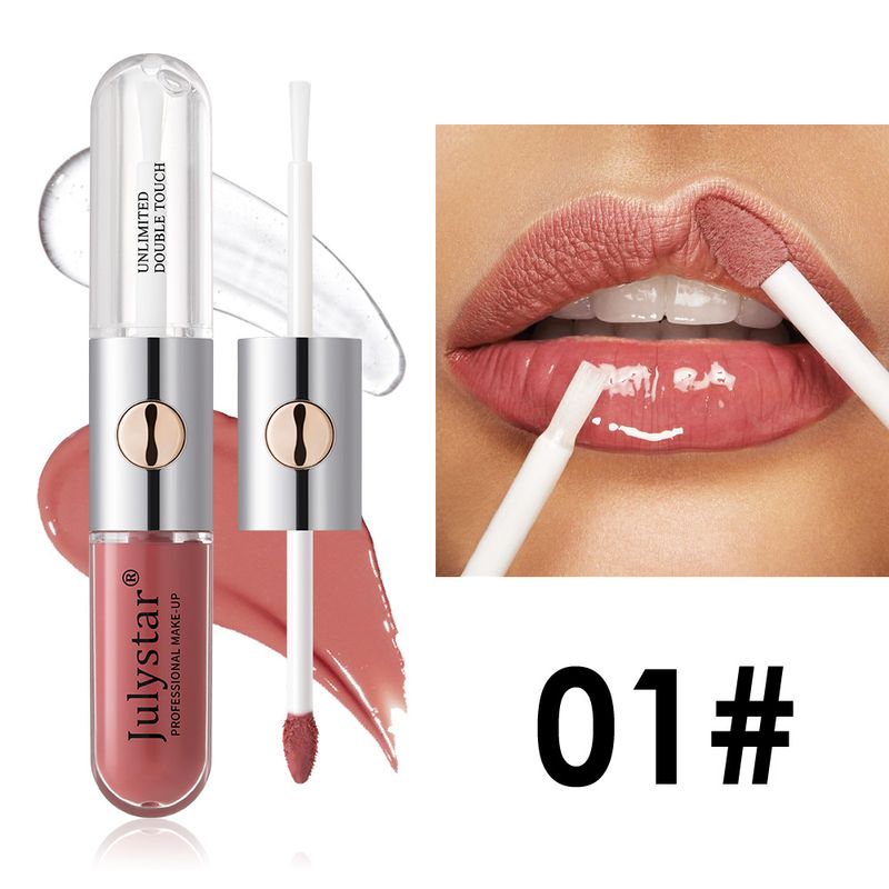 El brillo labial Mirror Double Head es fácil de colorear, hidratante, antiadherente, resistente a la decoloración, lápiz labial brillante y brillo labial._voghion.com