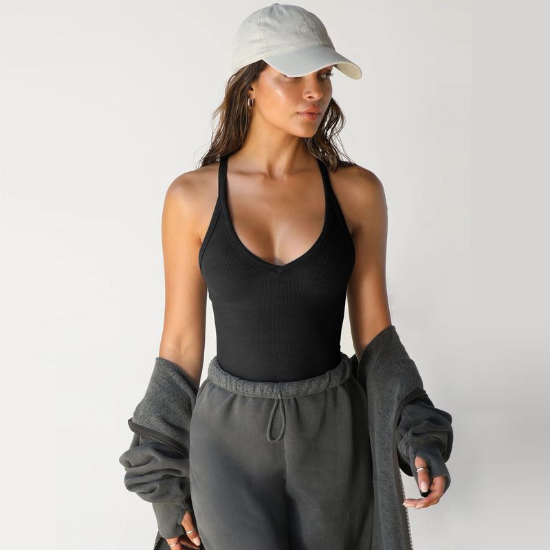 Women's Clothing Knitted Vest Fashion Sexy Slim Top Trendy Women's Slim Fit Knit Vest Sexy Sleeveless Top Stretch Ribbed Camisole For Layering​_voghion.com