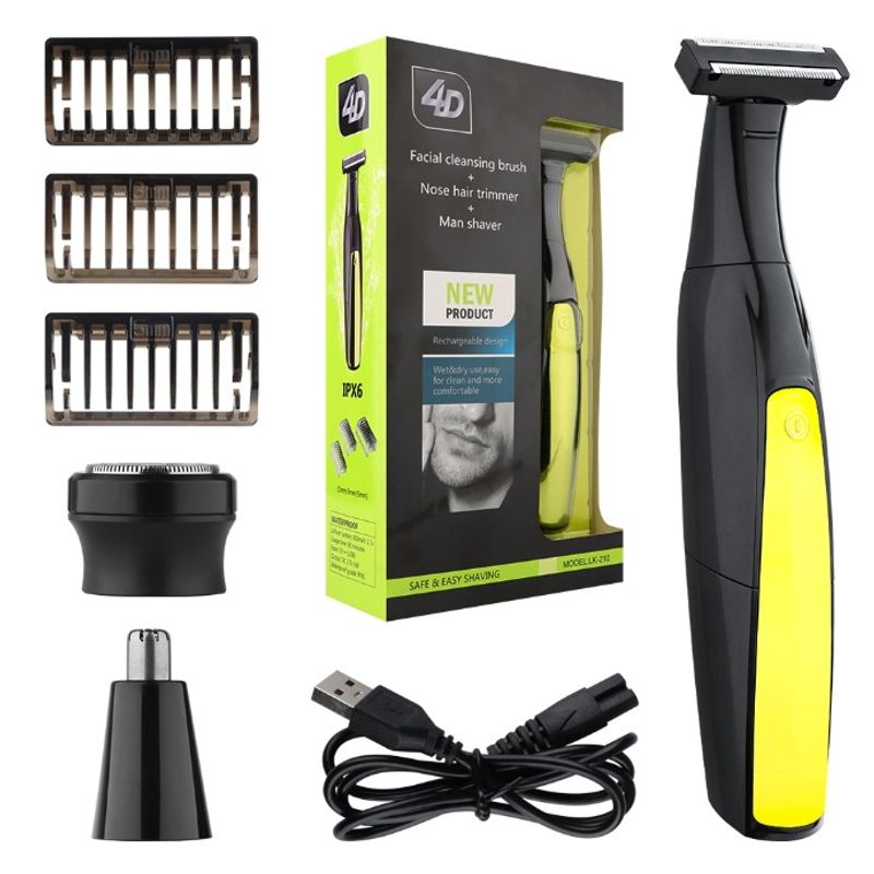 Conjunto de barbeador elétrico para homens, lavagem de corpo inteiro com água, barbeador portátil, máquina de cortar cabelo multifuncional_voghion.com