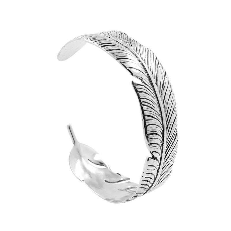 Kaji Japanese Style Personality For Men Feather Stainless Titanium Steel Bracelet Rock Three Colors_voghion.com