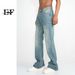EF JEANS | 2023 New Product, Straight Versatile Solid Color Jeans, The Same For Men And Women, Non-elastic Micro-pull Retro Blue_voghion.com
