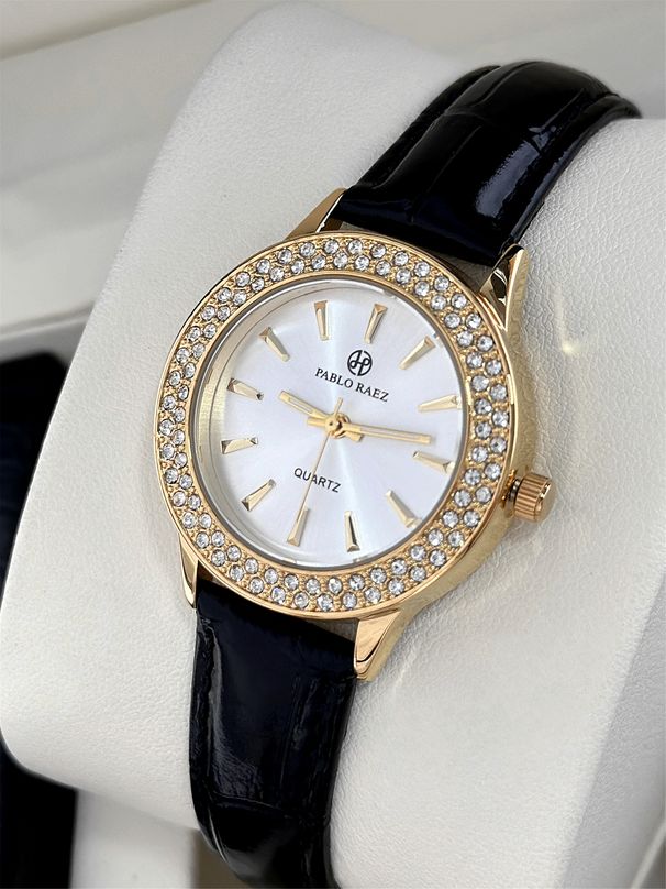 Versatile Quartz Watch Simple And White Niche Student Diamond-encrusted Waterproof Light Luxury Women's Watch Gold Workplace Retro Belt_voghion.com