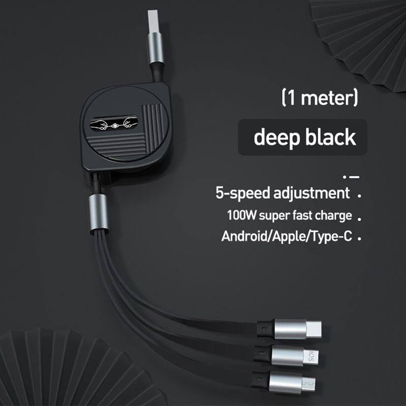 6A 100W 3-in-1 USB C cable suitable for iPhone 14 13 Pro Max 8-pin miniature C-type scalable fast charging cab_voghion.com