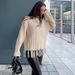 Damen-Strickpullover mit Fransen – Übergroßer, langärmliger Freizeitpullover (Beige/Schwarz/Braun, S-XL)_voghion.com