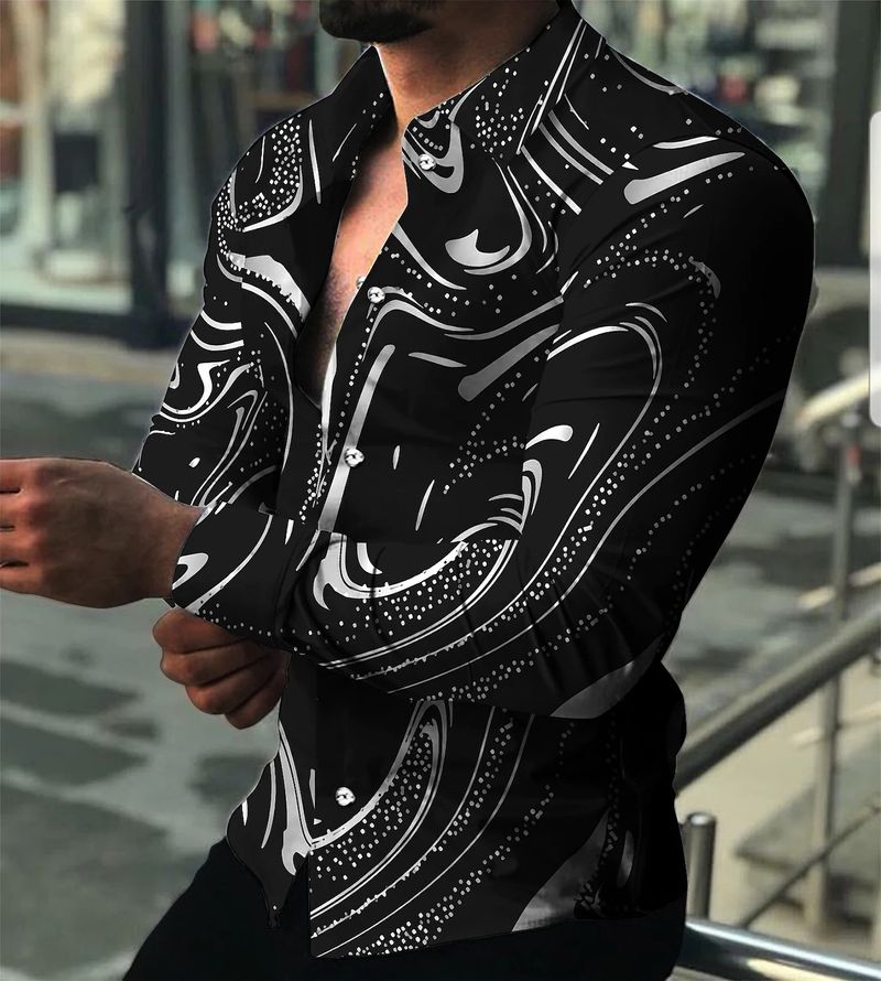 Trendy New Fashion Men's Shirt Single Breasted Shirt Pattern Printed Long Sleeved Tops Men's Clothing Cardigan_voghion.com