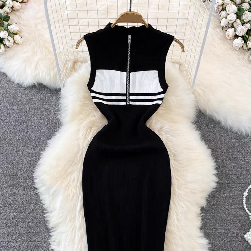 Women's Clothing Knitted Vest Dress Summer High End Pure Desire Hot Girl Sexy Slimming Hip Dress_voghion.com
