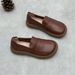 Handgefertigte Loafer aus echtem Leder für Damen 25 Frühling Sommer Literarische runde Zehenpartie Flache Slip-On-Damenschuhe aus Rindsleder_voghion.com