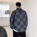 Camicia a maniche lunghe a scacchiera taglie forti da uomo, ampia, casual, versatile, da lavoro, giacca in denim_voghion.com