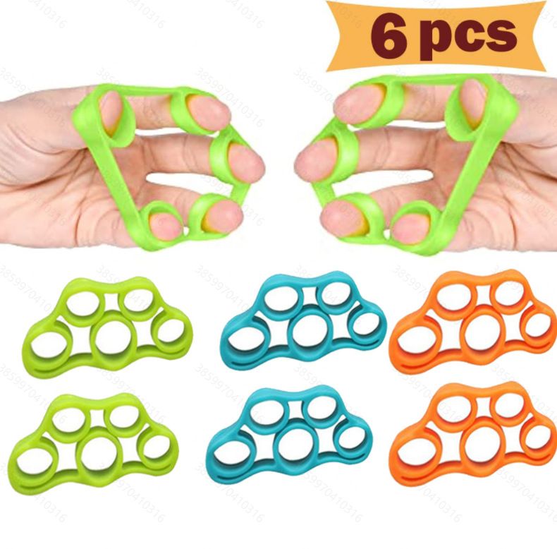 Juego de equipo de entrenamiento con balón de silicona para fortalecer los dedos y ejercitar los cinco dedos. Incluye anillo de silicona, ejercitador de cinco dedos, masajeador de agarre y balón de entrenamiento._voghion.com