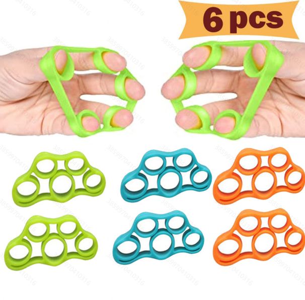 Juego de equipo de entrenamiento con balón de silicona para fortalecer los dedos y ejercitar los cinco dedos. Incluye anillo de silicona, ejercitador de cinco dedos, masajeador de agarre y balón de entrenamiento._voghion.com