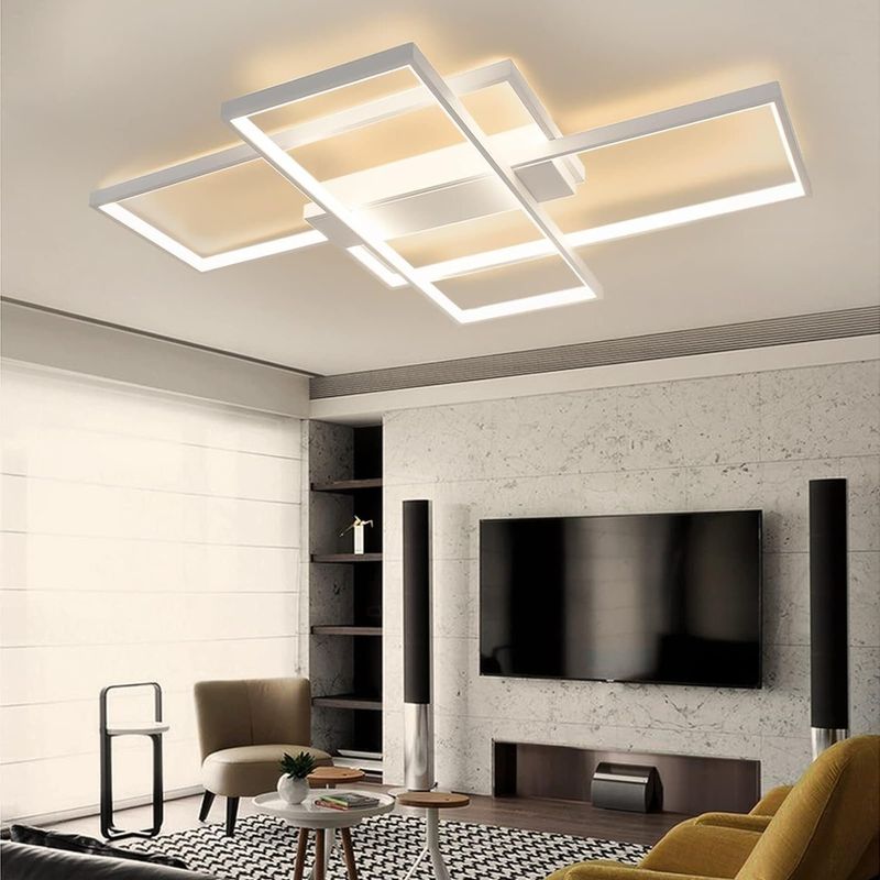 Deckenlampe LED Deckenleuchte Weiß - Groß 100cm Schlafzimmerlampe Dimmbar Mit Fernbedienung 88W Wohnzimmer Deckenbeleuchtung Moderne Küchenlampe_voghion.com