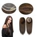 Fine Mono Center Topper For Women, 100% Human Hair Top Pieces Cuticle Hair, European Remy Hair Light Brown Color #L6 Hair Length 16 Inch_voghion.com