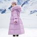 Princess-Style Long Puffer Coat For Girls – Elegant Winter Jacket (Ages 8+, 120-170cm, Black/Purple)_voghion.com